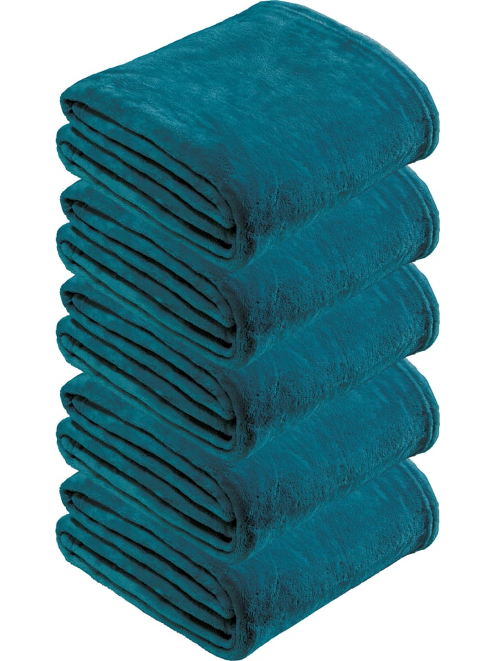 Fleece, Microfaser Wohndecke 5er-Pack Amarillo in türkis