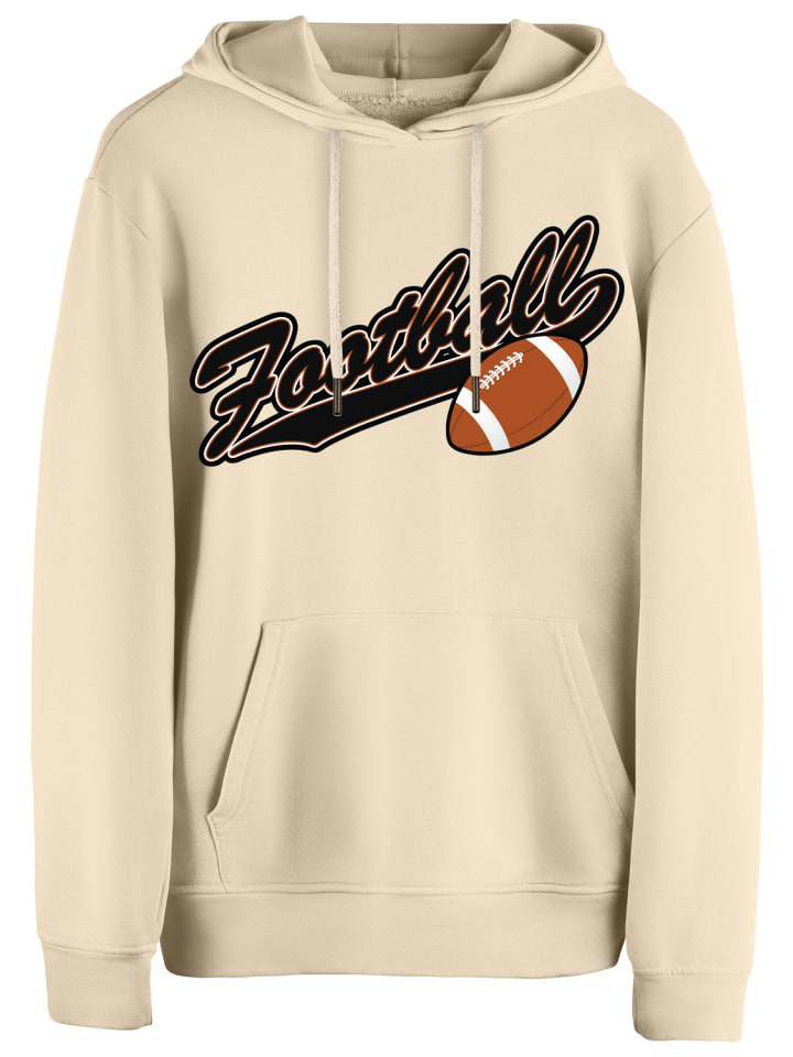 Kapuzensweatshirt American Football in beige