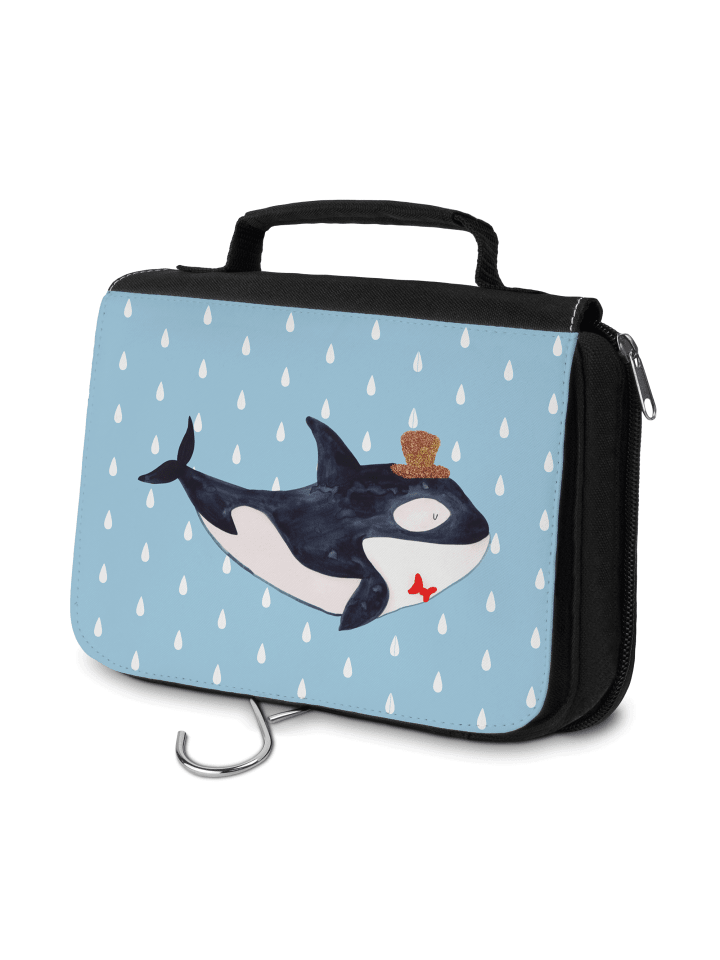 Kosmetiktäschchen Orca Zylinder ohne Spruch in Blau Pastell