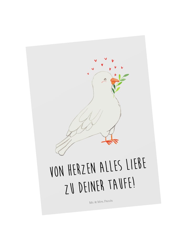 Postkarte Taube Taufe mit Spruch in Weiß