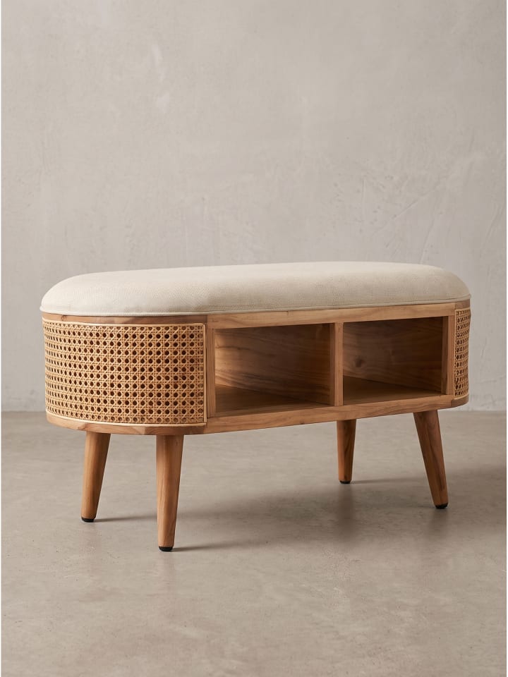 Sitzbank oval, Jutestoff, handgefertigt, Retro