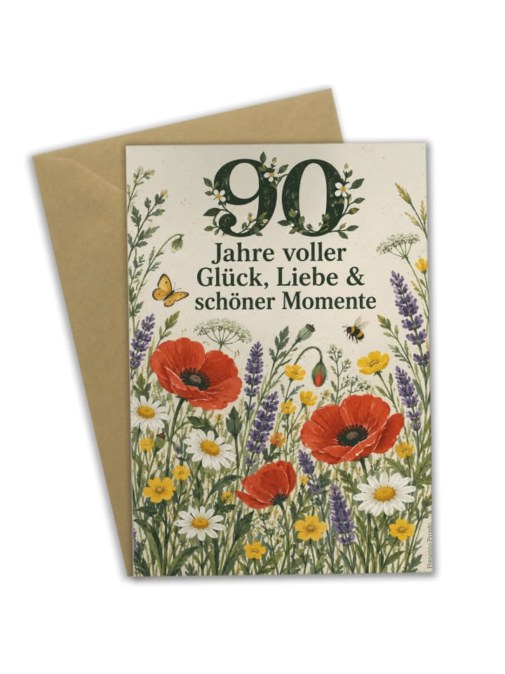 Geburtstagskarte Blumenwiese Gouache Design mit... in Weiß