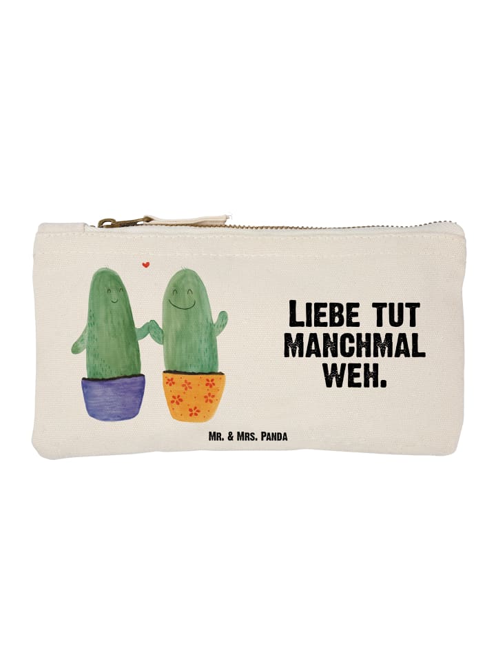 Kulturbeutel Kaktus Liebe mit Spruch in Weiß