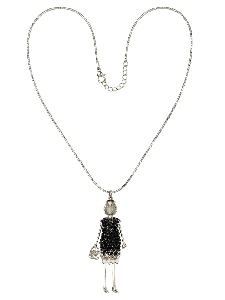 Lange Kette " Madame Noir " in silber