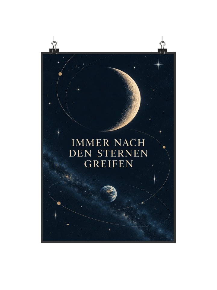 Poster Mond elegant Design mit Spruch in Weiß