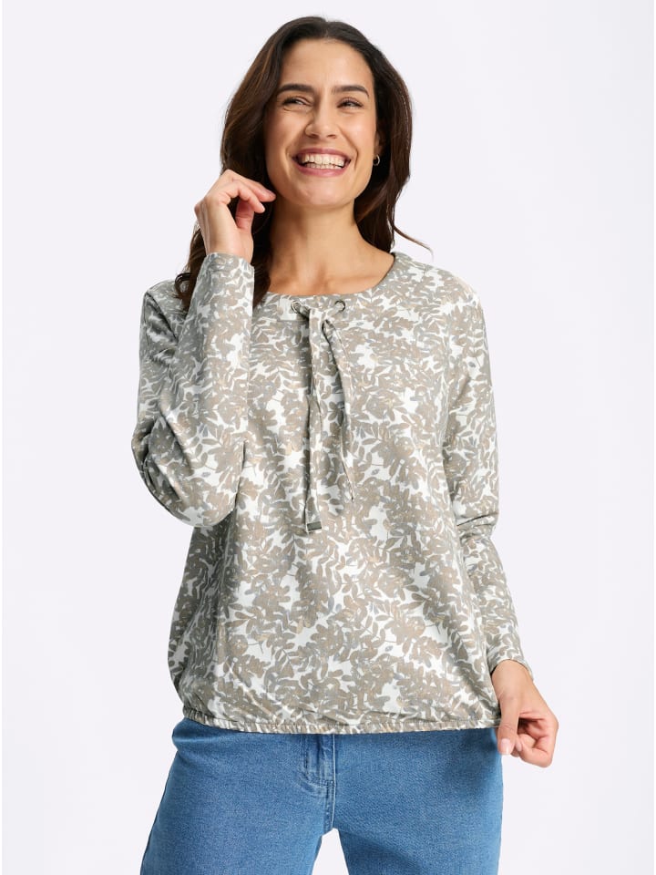 Druck-Shirt in sesam-grau-bedruckt