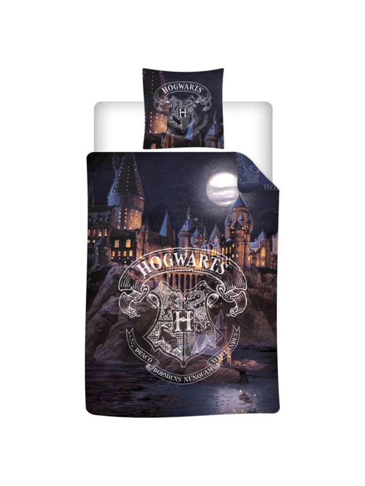 Harry Potter Bettwäsche 140x200 cm + Kissenbezug 65x65 cm Kinderbett in Schwarz