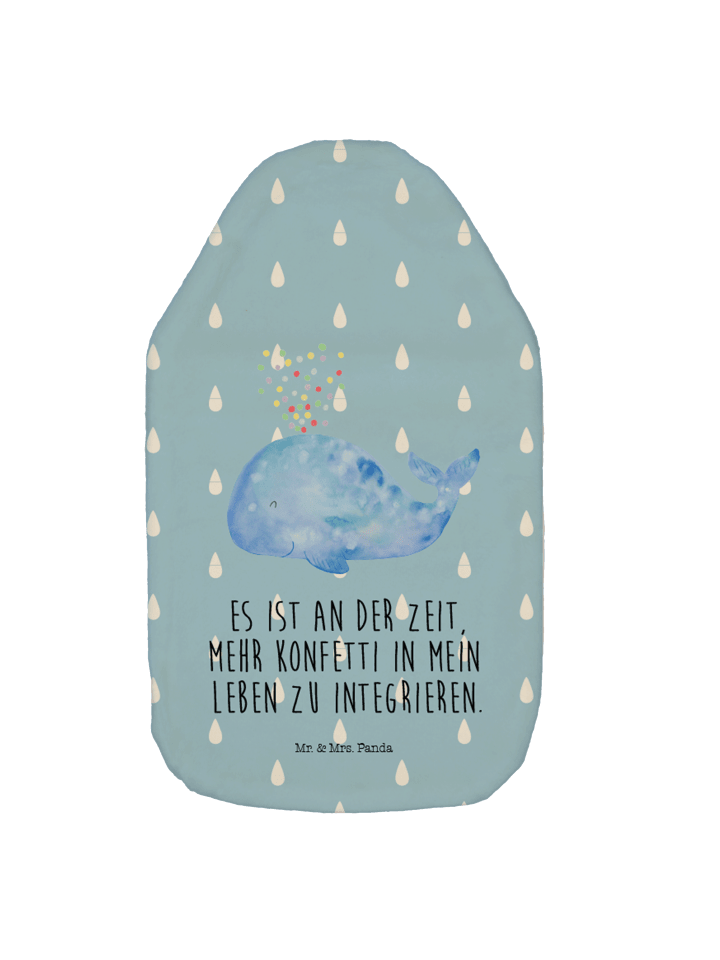 Wärmflasche Wal Konfetti mit Spruch in Blau Pastell