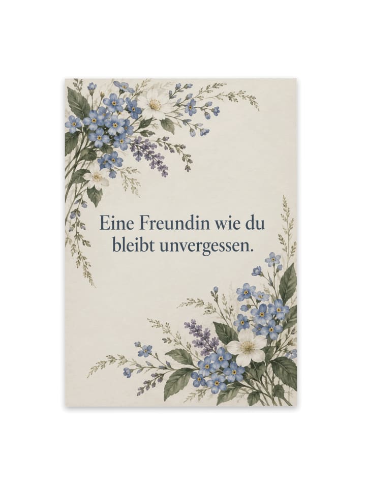 Beileidskarte Vergissmeinnicht zeitlos Design m... in Weiß