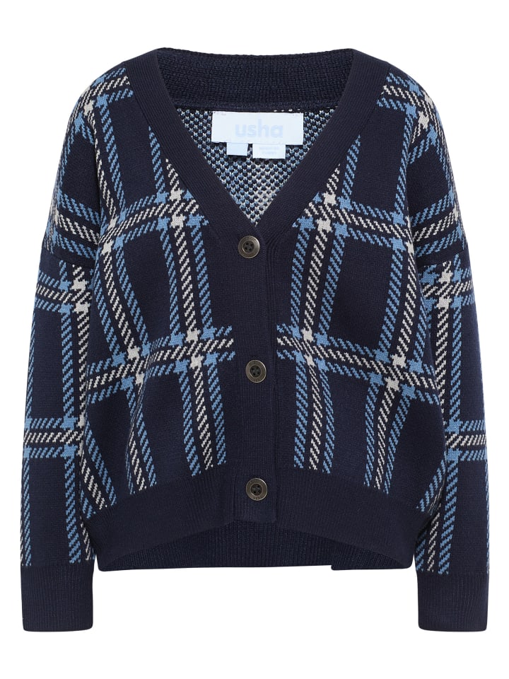 Damen Strickjacke in Marine Mehrfarbig