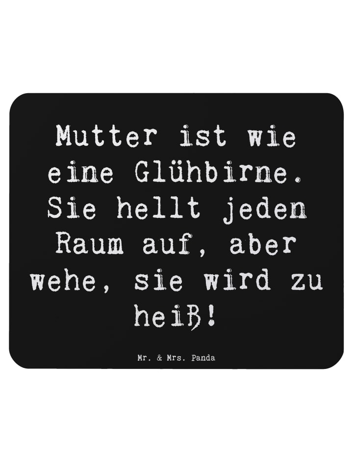 Mauspad Mutter Glühbirne mit Spruch in Schwarz