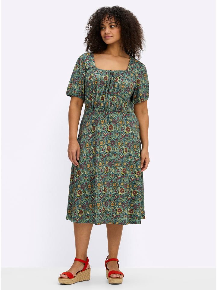 Jersey-Kleid in ozean-tiefblau-bedruckt