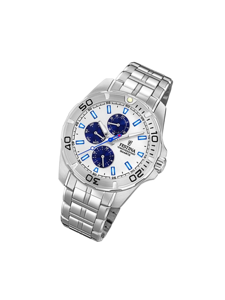 Analog, Multifunktion-Armbanduhr Festina Multifunktion silber groß (ca. 43mm)