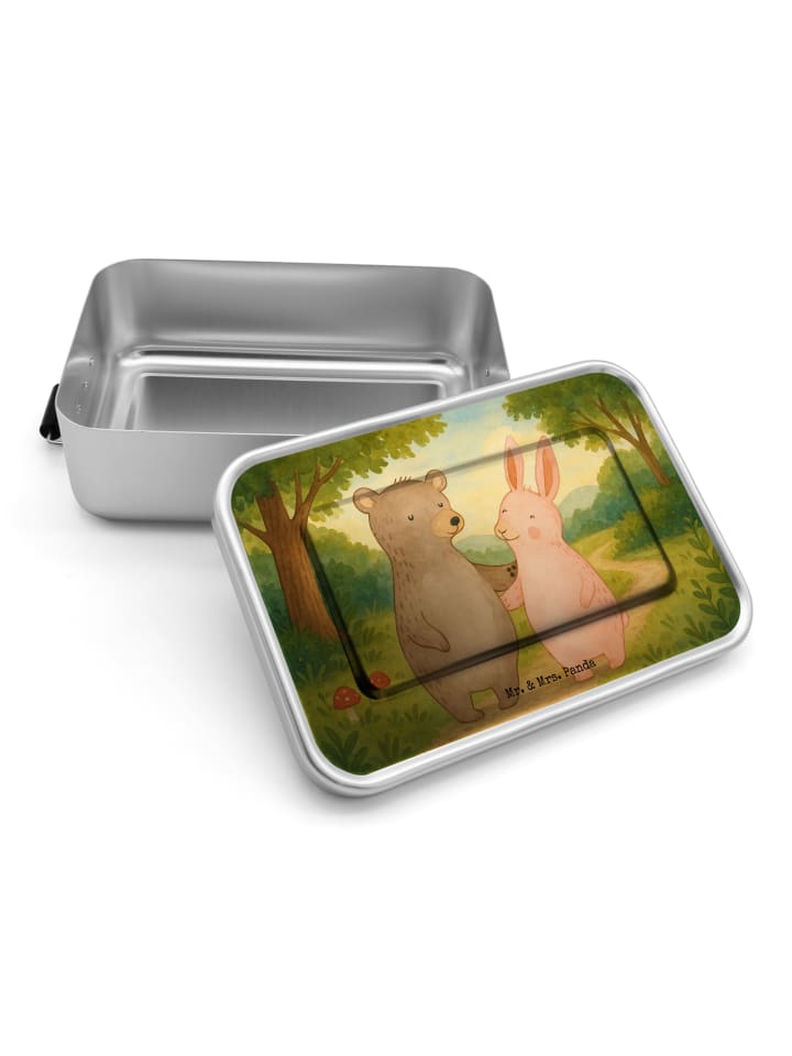 Bentobox Bär und Hase Umarmen Design ohne Spruch in Weiß