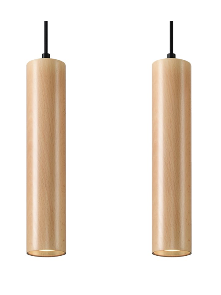 Hängeleuchte BAKARI 2 Natural Holz (H)90cm (L)30cm (B)6cm