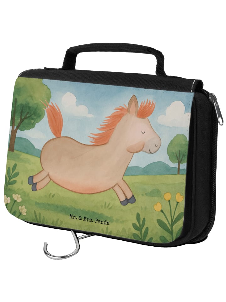 Kosmetiktasche Pferd Springen Design ohne Spruch in Weiß