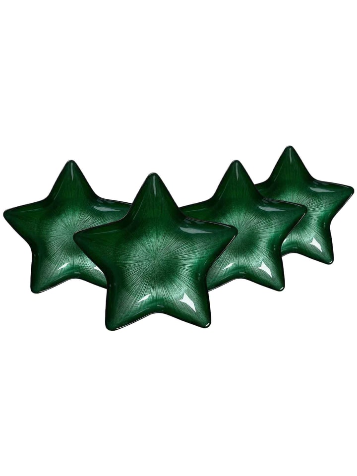 4er Set Teller Starlight in Grün ø 29 cm