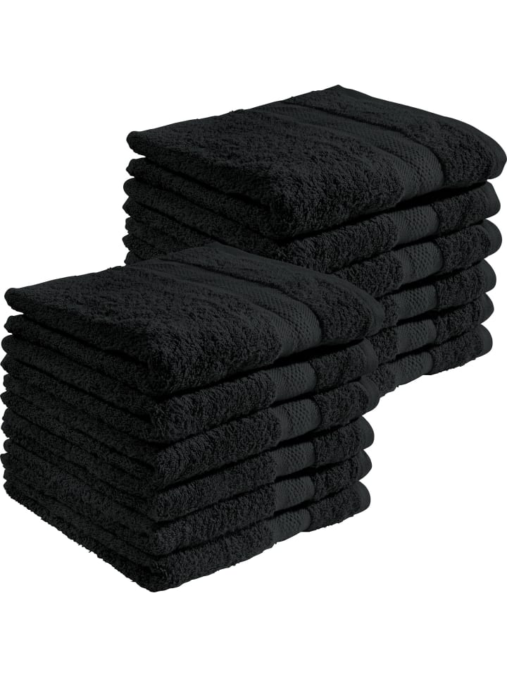 Frottier Handtuch 12er-Pack Chicago in schwarz