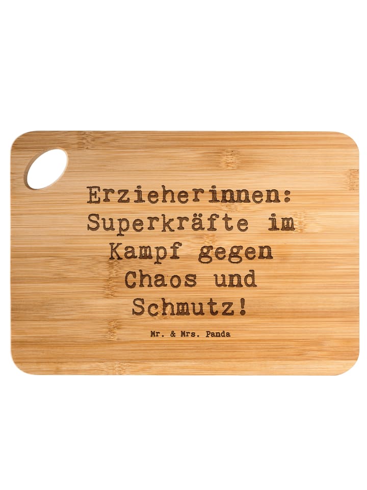 Frühstücksbrettchen Spruch Superheldin Erzieher... in Braun