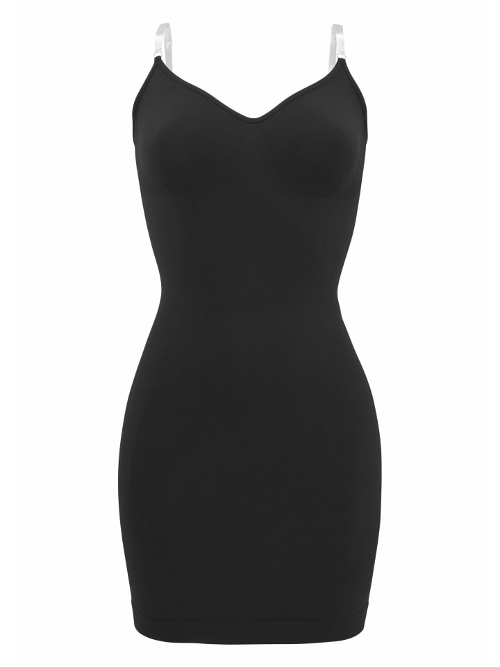 LASCANA Shaping-Kleid/ Unterkleid mit transparenten Trägern in schwarz
