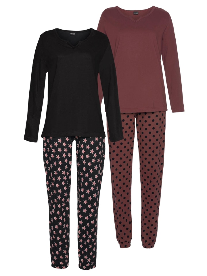 Pyjama in bordeaux, schwarz