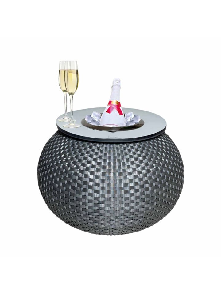 3-in-1 Loungetisch mit Edelstahl-Kühler Milano in Anthrazit/Champagner 40 cm