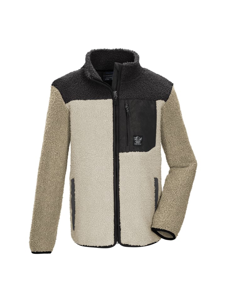 Sherpajacke mit Stehkragen in Steingrau071