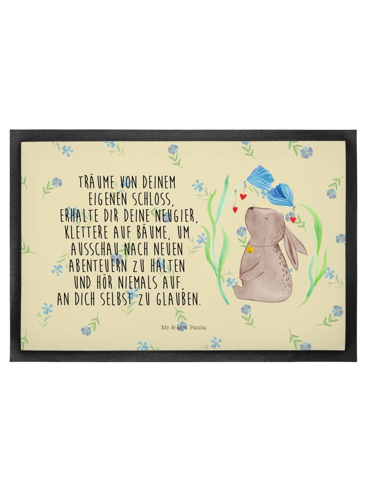 Gummimatte Hase Blume mit Spruch in Blumig
