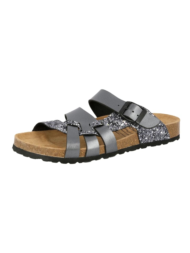 Pantolette "Bioline Gleam" in Silberfarben