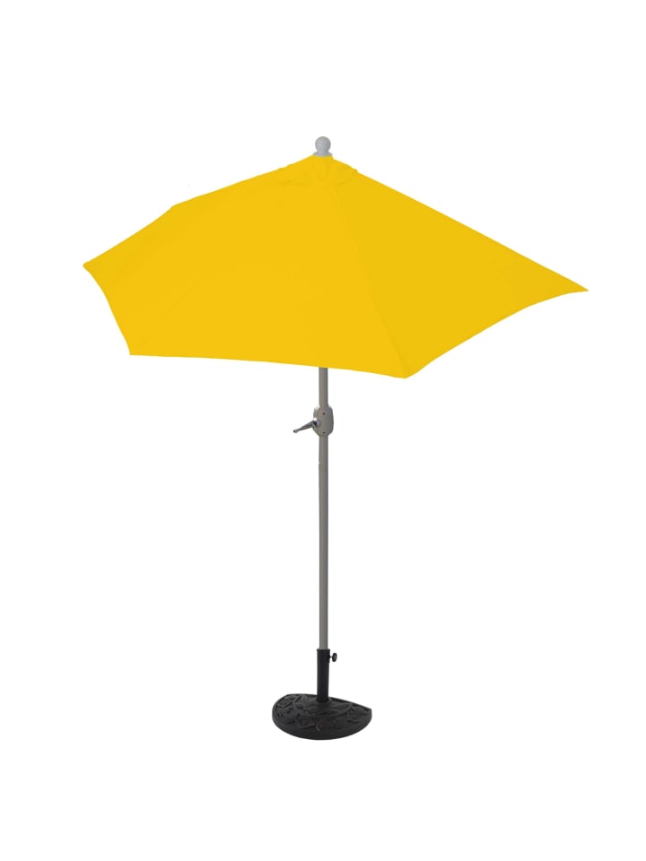 Sonnenschirm halbrund Lorca, 270cm gelb mit Ständer