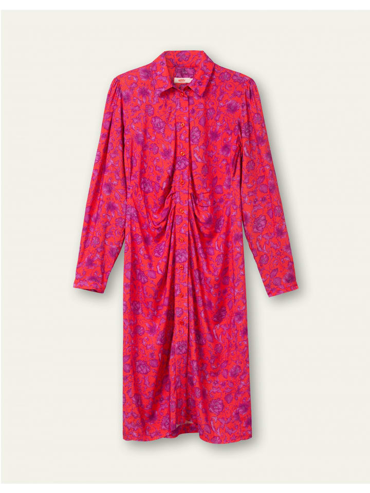 Daouli-Kleid mit langen Ärmeln in Rot