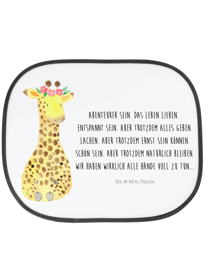 Autofenster Sonnenschutz Giraffe Blumenkranz mi... in Weiß