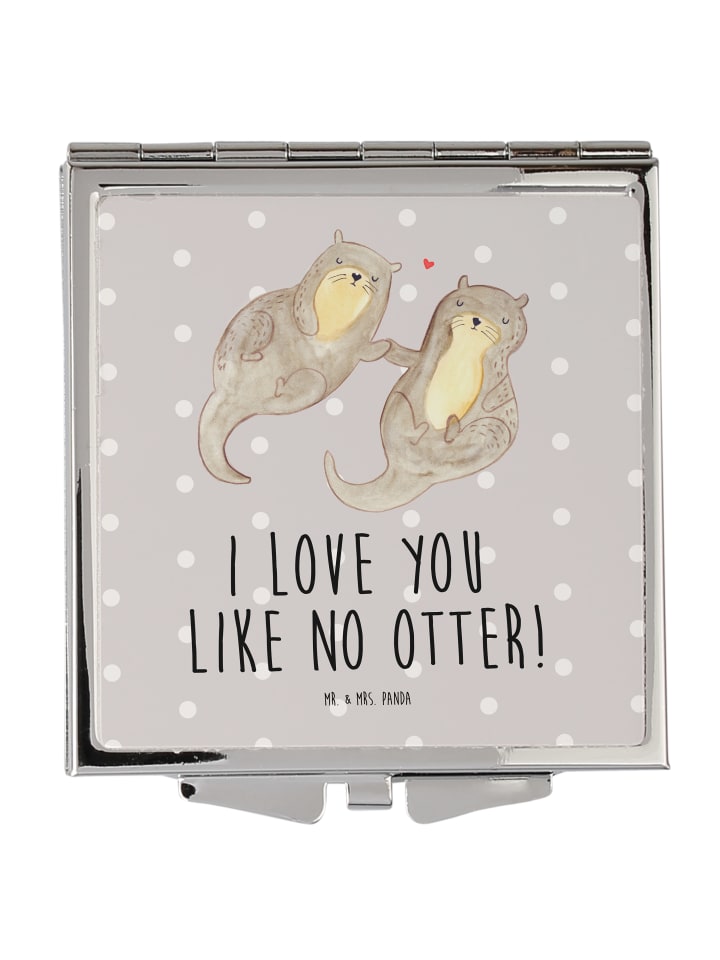 Handspiegel Otter Hände halten mit Spruch in Grau Pastell