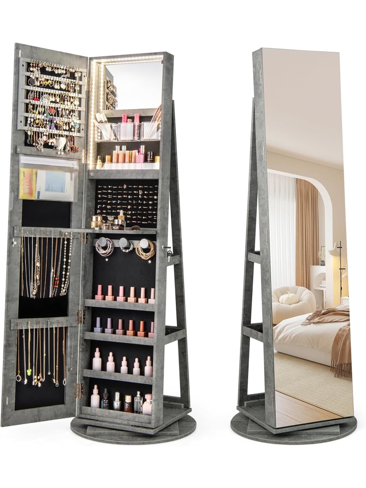 Schmuckschrank 3 in 1 drehbar in Anthrazit