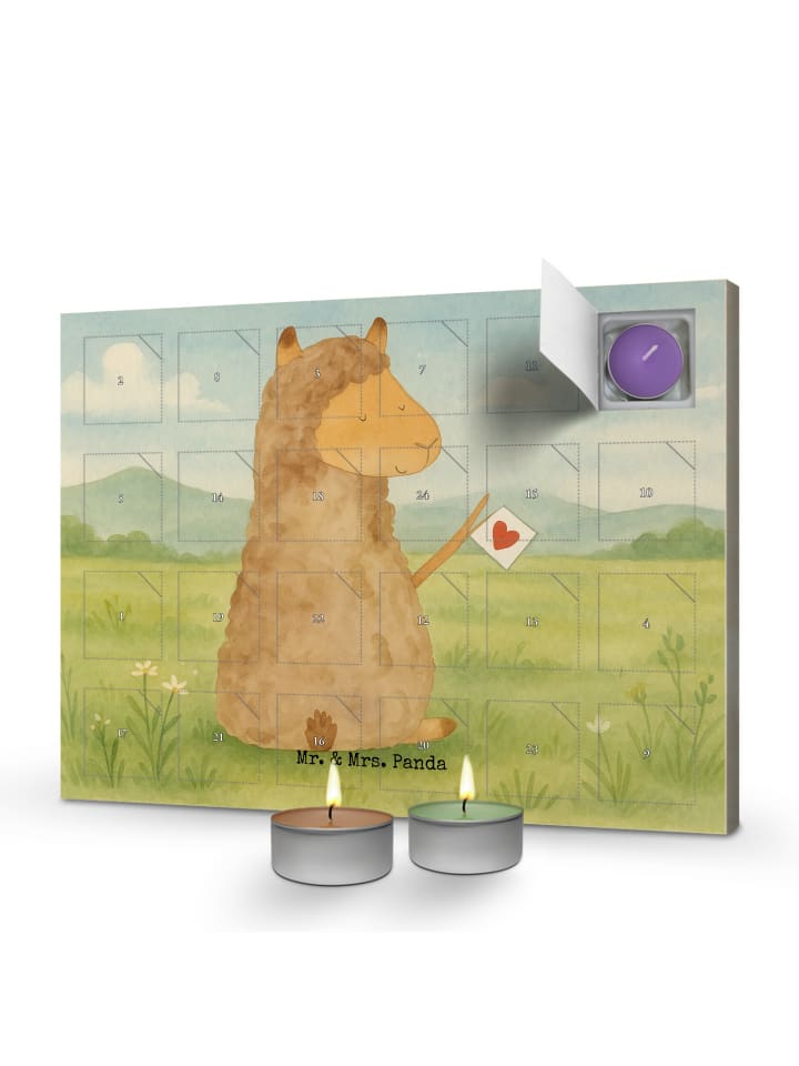 Adventskalender Alpaka Fahne Design ohne Spruch in Weiß