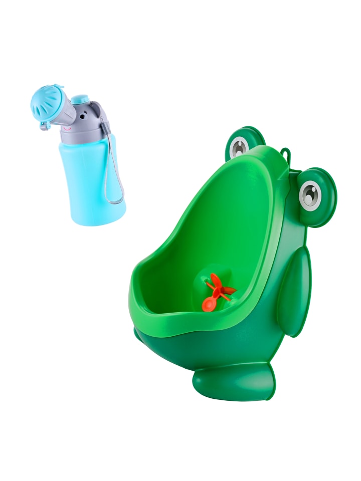 2tlg. Kinder-Urinal-Set "Frosch & Elefant" in Mehrfarbig