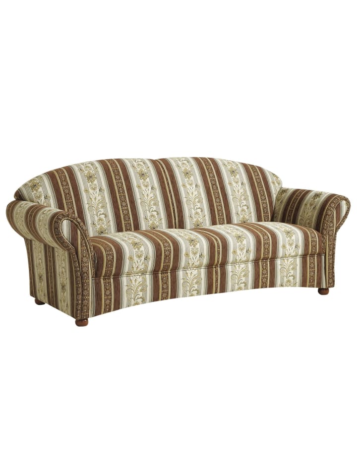 SOFA Landhaus 2,5-Sitzer Kama Bezug Chenille Natur/Braun gestreift
