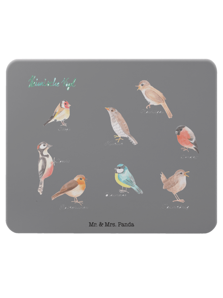 Mousepad Heimische Vögel mit Spruch in Schwarz