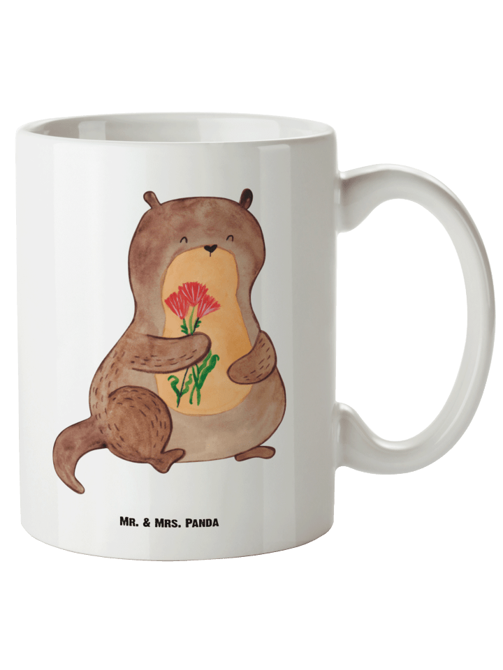 Pott Otter Blumenstrauß ohne Spruch in Weiß