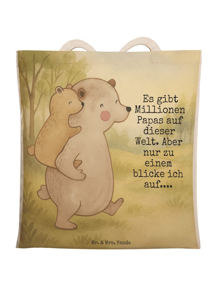 Tasche Papa Bär Design mit Spruch in Weiß