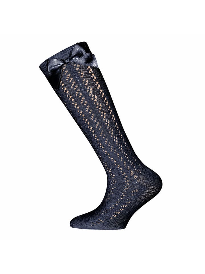 Kniestrümpfe Grobstrick mit Schleife in navy