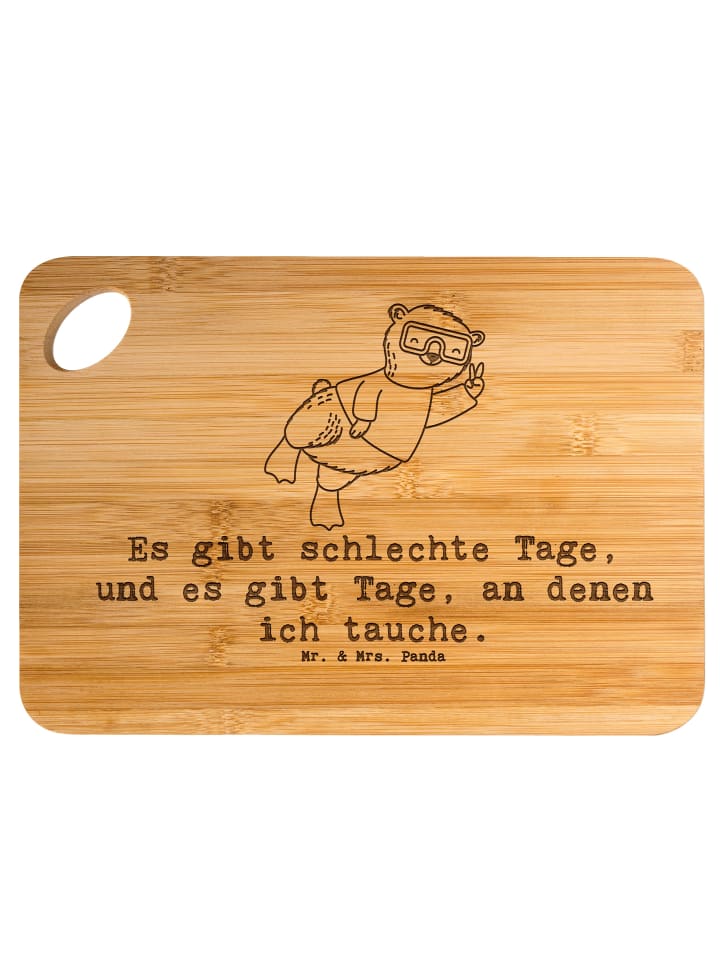 Schneidebrett Bär Tauchen mit Spruch in Braun