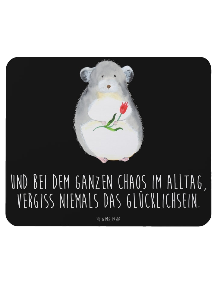 Maus Pad Chinchilla Blume mit Spruch in Schwarz