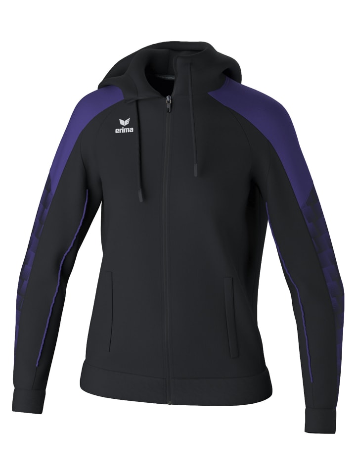 Damen Trainingsjacke Mit Kapuze in schwarz/ultra violet