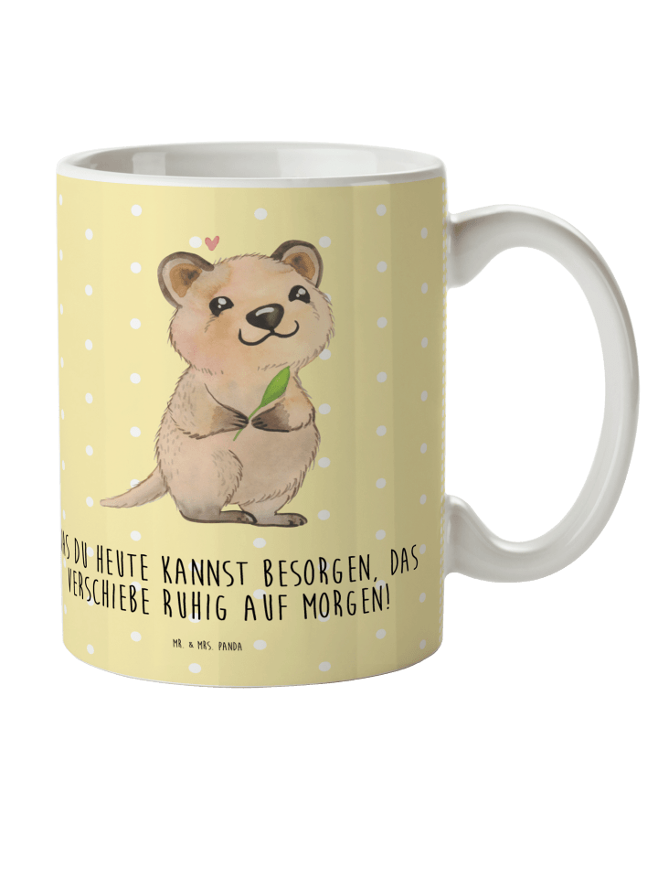 Kinderpott Quokka Happy mit Spruch in Gelb Pastell