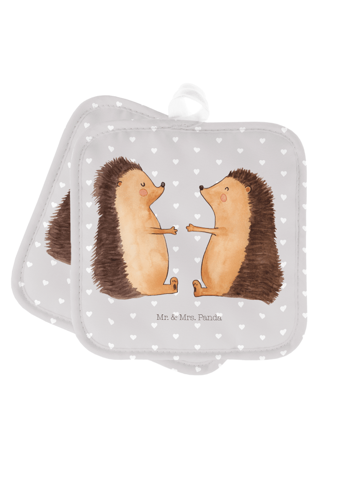 Topflappen Igel Liebe ohne Spruch in Grau Pastell