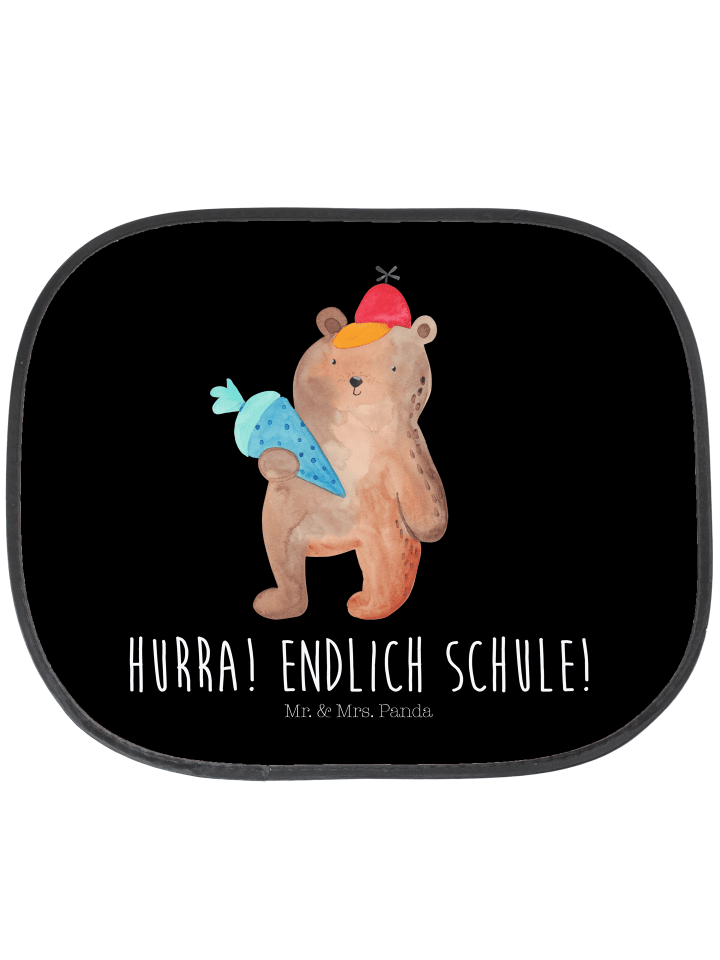 Sonnenschutz Auto Bär Schultüte mit Spruch in Schwarz