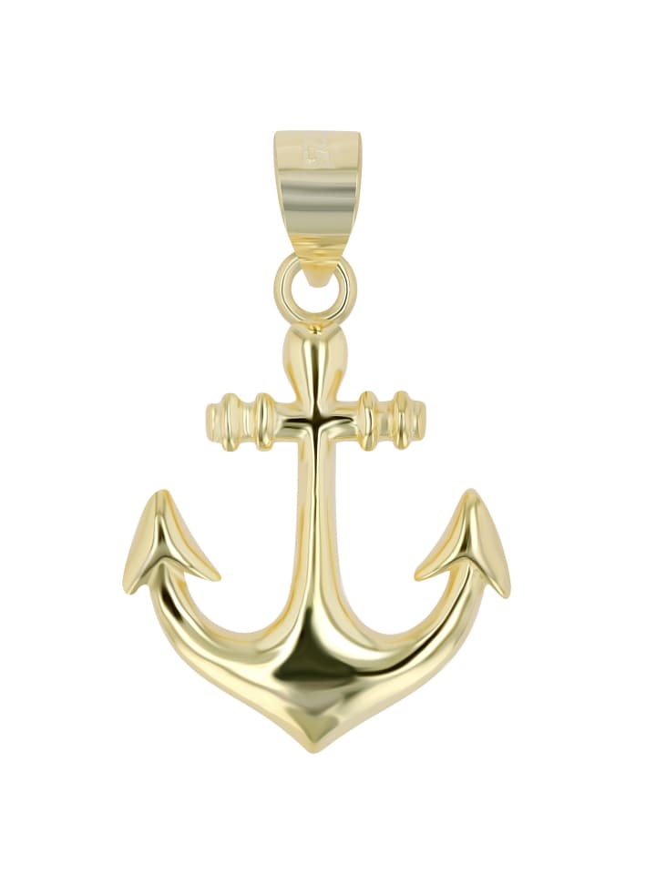 Damen Anhänger Anker aus 925 Silber in gold