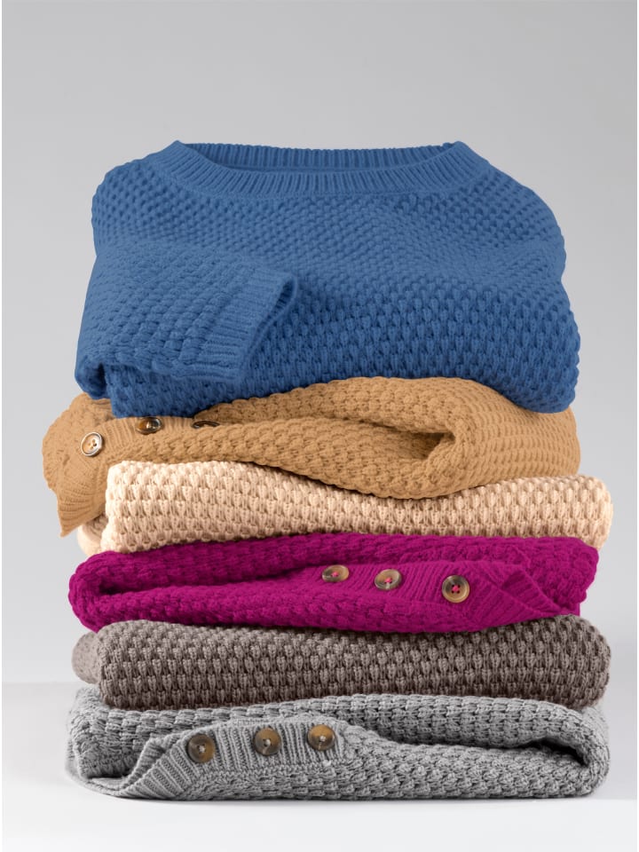 Langarm-Pullover in mittelblau