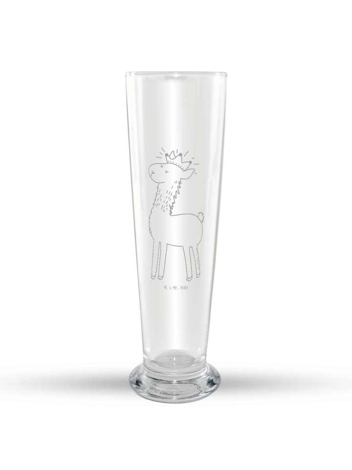 Bierglas Lama König ohne Spruch in Transparent